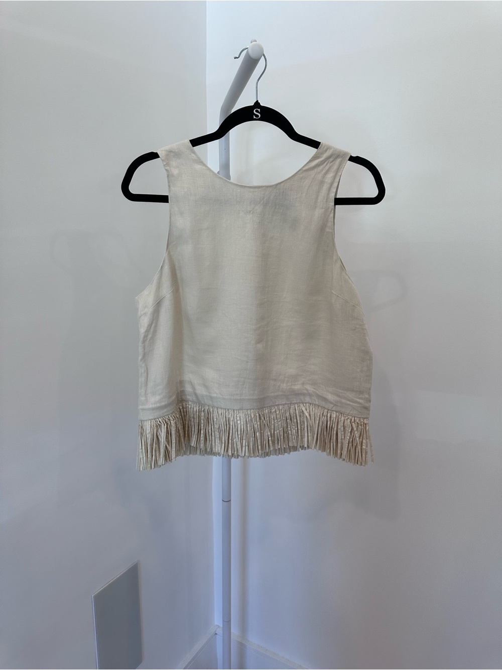 J. Crew Collection Linen Fringe Neutral Sleeveless Minimalist Coastal